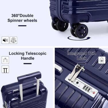 Набір валіз Sea Choice 4 в 1: S/M/L/XL, з жорстким корпусом, розширюваний, з TSA-замком, YKK блискавкою, темно-синій