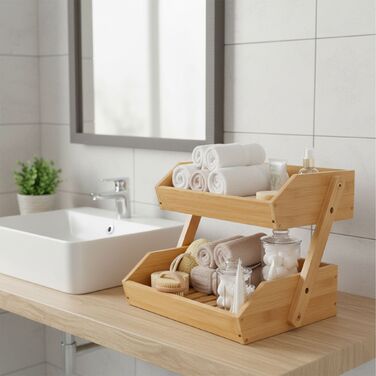 Підставка для рослин Relaxdays з бамбуку, 2 яруси