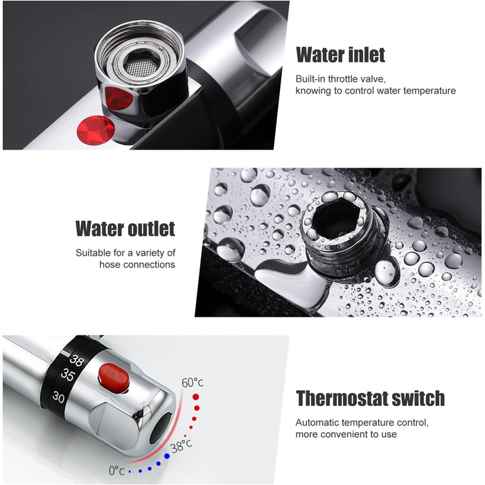 Сучасний змішувач для ванни та душу з двома виходами та керамічним вентилем - латунний, хромований, для ванної кімнати