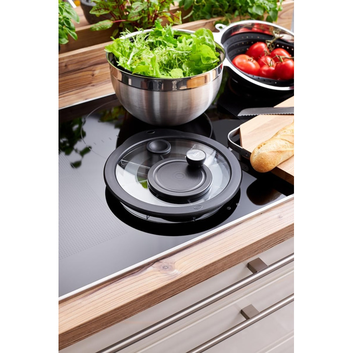 Салатниця-центрифуга RÖSLE з нержавіючої сталі 18/10, діаметр 24 см, з кришкою для зберігання