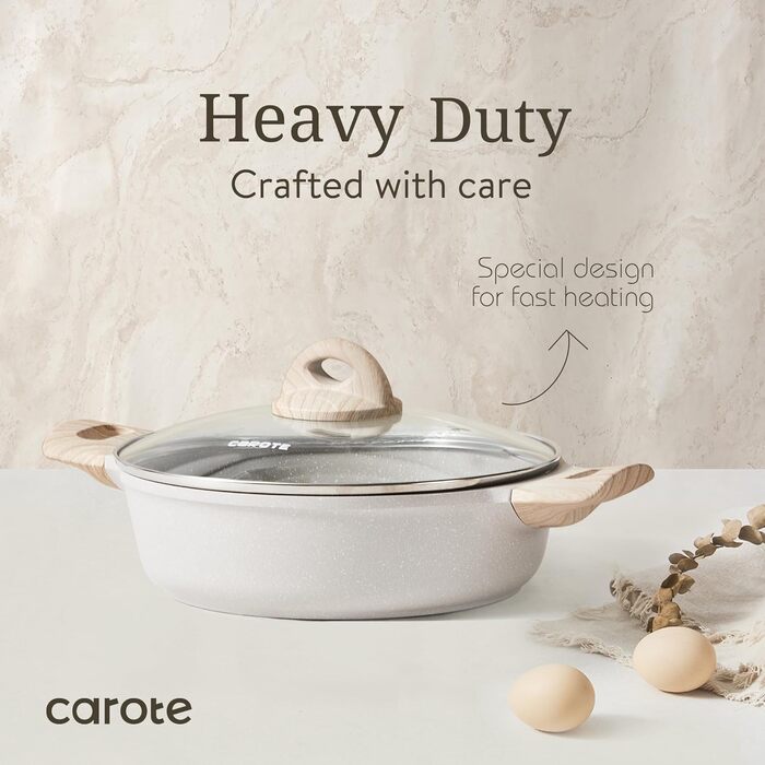 Набір каструль і сковорідок CAROTE 8 шт. , антипригарний посуд, гранітна індукція, антипригарне покриття