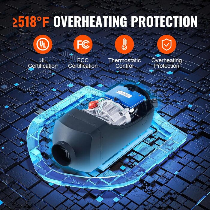 Дизельний повітряний опалювач VEVOR 12/24V 2kW з LCD-дисплеєм та пультом керування для авто, фургонів, автобусів