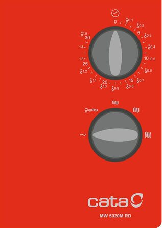 Мікрохвильова піч в сірому лакованому салоні - Окремо стояча модель - 700 Вт з 5 рівнями потужності - Таймер до 30 хвилин - Мікрохвильова піч об'ємом 20 л - Cata (червоний), 5020M BK -