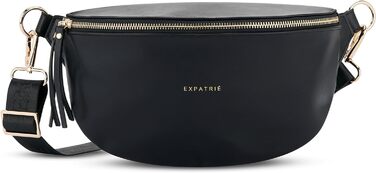 Поясна сумка Expatri Fanny Pack Women Black - Alice Medium - Сумка на пояс для фестивалю, подорожей та повсякденного життя з веганської шкіри - Нагрудна кишеня Стильний - Водовідштовхувальний