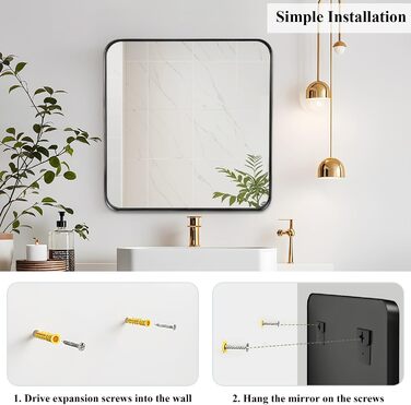 Дзеркало для ванної кімнати Fabuday, 61 x 76,2 см, без рами, для ванної, спальні, у стилі кантрі (Чорний)