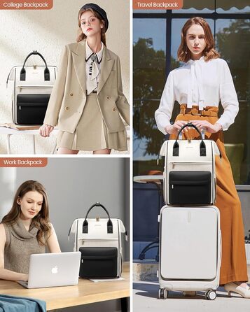 Сумка-рюкзак LOVEVOOK для жінок, для ноутбука, подорожей, роботи, школи, університету. Містка, водонепроникна, елегантна, бежева (15,6 дюймів)