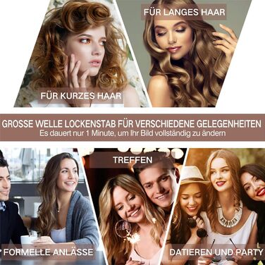 Welleneisen 3 Fässer TOP4EVER: локони для довгих та коротких волосся, 22 мм, регулювання температури