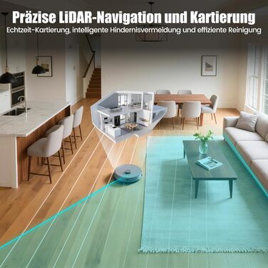 Робот-пилосос AIRROBO T25+ з вологою, LiDAR, 5500Pa, 240хв, керування через додаток, для тварин, чорний