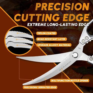 Набір кухонних ножиць Dream Reach Silver: кухонні, для птиці та кісток, нержавіюча сталь, багатофункціональні, миються в посудомийній машині