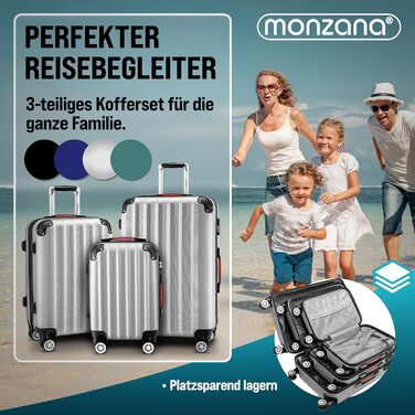 Набір валіз Monzana® 3шт (зелений) M-L-XL з замком, органайзером та вагами - зручний дорожній набір