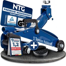 Гідравлічний домкрат NTG 2T (2000 кг) з сертифікатом TÜV - для автомобілів, шиномонтажу (гумовий наконечник), висота підйому 130-330 мм