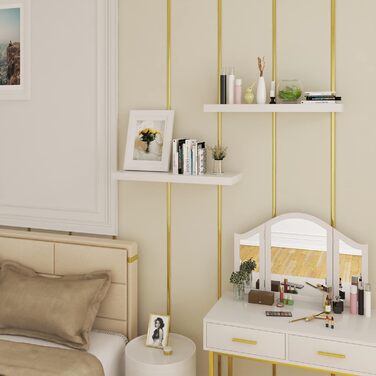 Полиця настінна WOLTU Volato набір 2 шт, плаваюча, для CD/DVD, книг, дерево, 110x22.9x3.8 см, біла глянцева RG9483ws-2