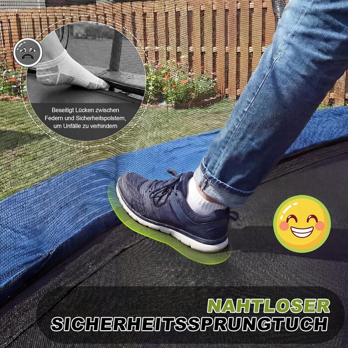 Батут садовий Devoko з сіткою та баскетбольним кільцем, 366 см, до 150 кг - для дітей та дорослих, блакитний