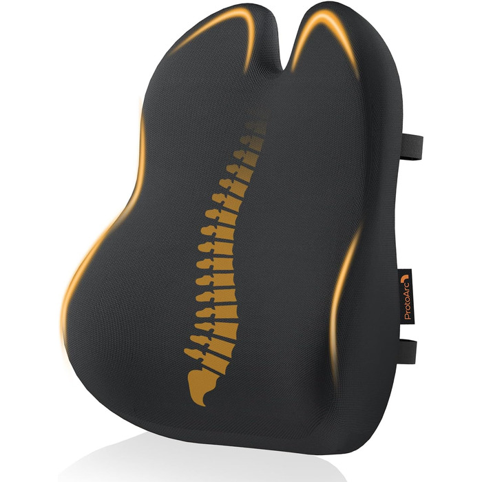 Підпорка для спини ProtoArc з піною Memory Foam, для офісного крісла, авто та столу, чорна