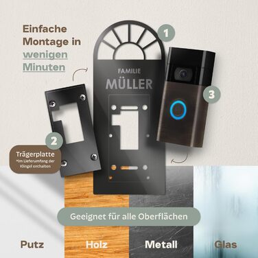 Клінцель для Ring Doorbell 2, 3, 3+: Персоналізоване табличко з акрилу для дверей, поштова скринька, гравіювання