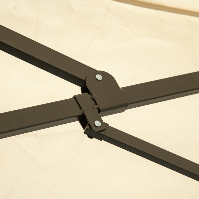 Парасолька для патіо Outsunny Double Parasol Garden з ручною рукояткою та підставкою для парасольки, овальна 460 x 270 x 240 см у кремово-білому кольорі
