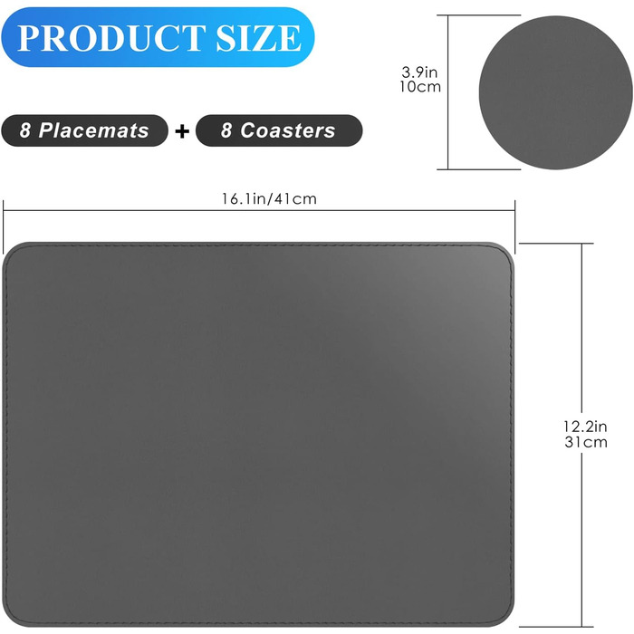 Набори підставки під тарілки APLKER, 8 шт., водонепроникні, з імітацією шкіри, 16 x 12 дюймів, для дому, кухні, ресторану