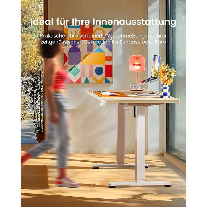 Електричний регульований стіл ErGear 160x80 см з пам'яттю, для дому та офісу, з'єднувальна панель 120x60 см, світле вінтажне дерево