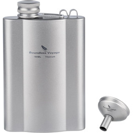 Плоский фляга iBasingo з титану 180мл: ультралегкий, портативний, для напоїв, з воронкою. Ti3071D/Ti3071d-180ml, срібляний