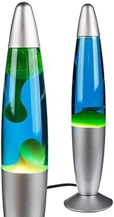 Лава лампа ракета - Декоративна лампа для встановлення - Поставляється з 2 лампочками R39 в комплекті - Скло та алюміній - Вимикач - 25 Вт - 34 см - Зелений