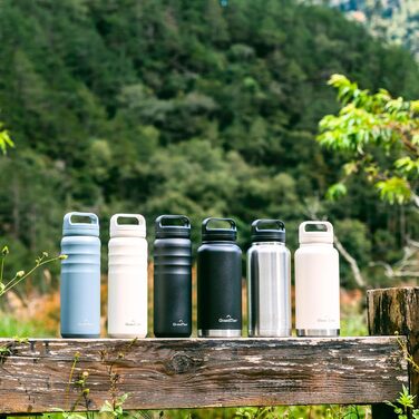 GRANDTIES Фляга для води 946 мл з широким горлом, вакуумна ізоляція, 2 кришки, для чоловіків та жінок, білий колір