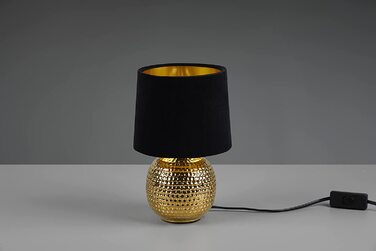 Настільна лампа Reality Leuchten Sophia, кераміка золотого кольору, абажур з тканини (зелений/чорний), E14, 16 см