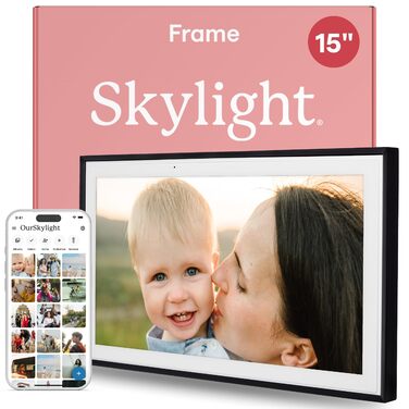 Цифровий рамка для фото Skylight Frame 15 дюймів: Wi-Fi, відправка фото по електронній пошті/додатку, хмарне сховище, чорний