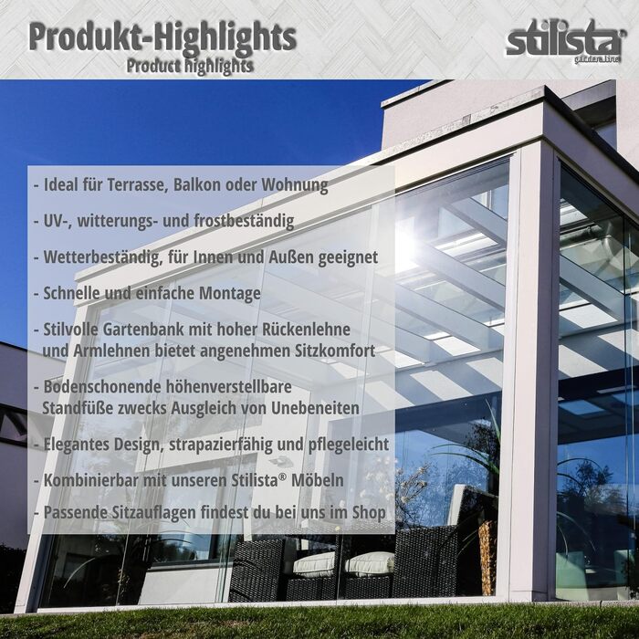 Гарнітура для саду STILISTA 2-місна з поліротангового плетіння, стійка до УФ-випромінювання, чорна (122 x 52 x 89 см)