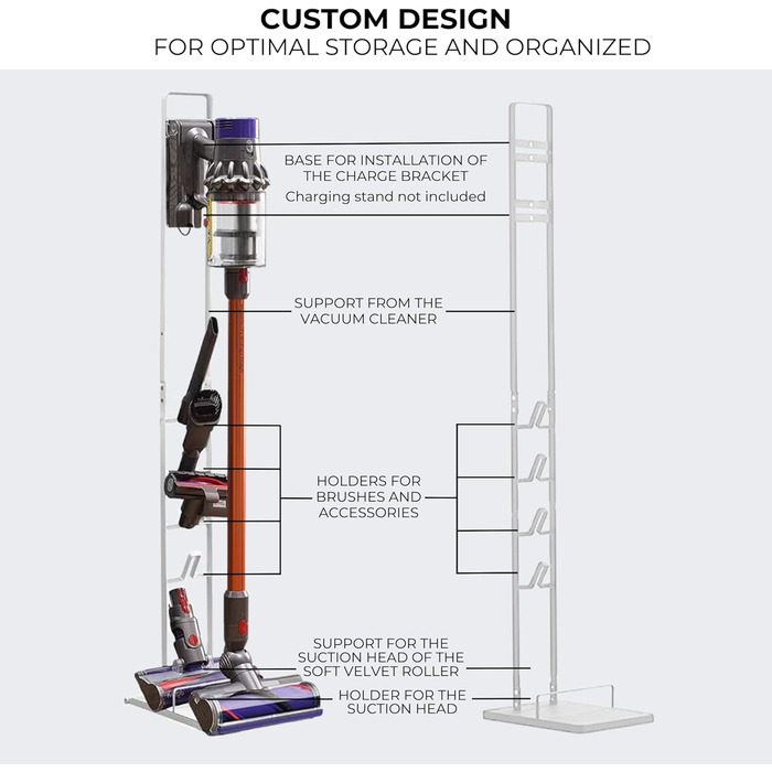 Підставка MORANGO для бездротового пилососа Dyson - органайзер для V6, V7, V8, V10, V11, DC58, DC62, DC74 (S9313)