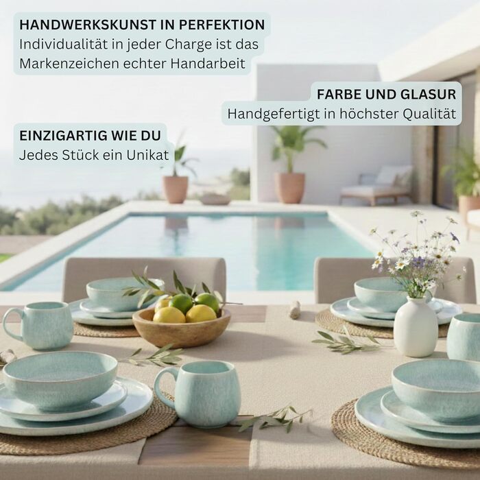 Набір чашок SÄNGER Paros: 4 чашки з порцеляни ручної роботи, 300 мл, набір для кави та чаю, кремовий колір, PREMIUM COLLECTION, 16 предметів