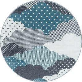 Дитячий килимок з ефектним малюнком у вигляді хмар, прямокутної форми, синього і сірого кольорів, простий у догляді, підходить для дитячої, ігрової, дитячої кімнат, розмір (120 см круглий)