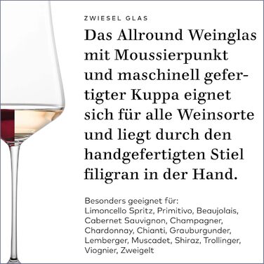 Набір келихів для вина Zwiesel Glas Allround Duo (2 шт.), Tritan-кристал, для червоного та білого вина, ручна та машинна робота, можна мити в посудомийній машині (Art.-Nr. 123472)