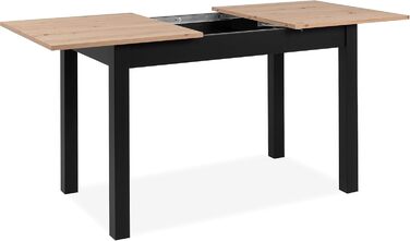 Столовий стіл Esszimmertisch Crawley III Sonoma Eiche 120 см - розсувний, кутовий, з висувною частиною, колір Artisan / Чорний