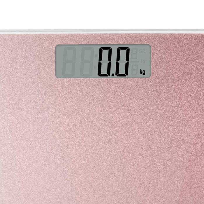 Цифрові ваги для ванної кімнати Salter 9037 RGGL3R - Електронні ваги ваги тіла, платформа із загартованого скла, легко читається, миттєве вимірювання ваги, місткість 180 кг, блискітки рожевого золота з рожевого золота