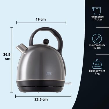 Чайник KHG WK-1711 (DG) темно-сірий антрацит, чайник 1,7 л, основа 360, знімний фільтр від накипу, світловий індикатор увімкнення, індикатор рівня води, автоматичне вимкнення Одноразовий