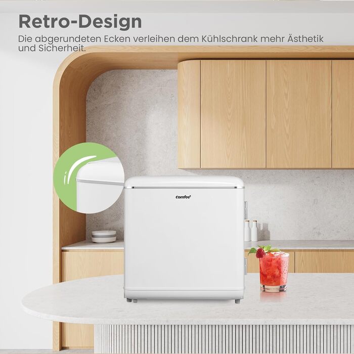 Холодильник Comfee RCD50WH2EURT(E) 47 л, Ретро-дизайн, Білий, для офісу та дому, Клас E
