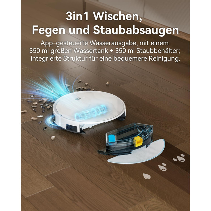 Робот-пилосос Tesvor S8 Pro з функцією миття - 8000Pa, LiDAR-навігація, 240 хв роботи, керування через додаток/Alexa, для прибирання шерсті тварин, килимів та твердих підлог (M2)