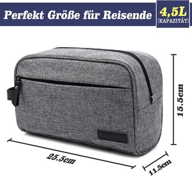 Сумка для туалетного приладдя, сумка для туалетного приладдя, косметичка, сумочка для прання, зберігання посуду та косметики для жінок та чоловіків (Gray-s)