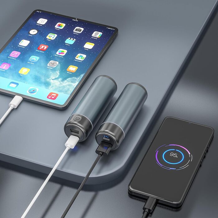 Електричний грієчка для рук EXTSUD 10000mAh: портативний зарядний пристрій, Powerbank, подарунок на зиму для чоловіків та жінок сірого кольору