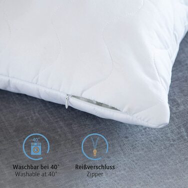 Подушка Komfortec 40x40 см Набір з 2 шт. , стьобана подушка з мікрофібри, подушка з наповнювачем 300 г, дихаюча подушка для сну, антиалергенна, регульована по висоті, м'яка та легка 40 x 40 см подвійна упаковка