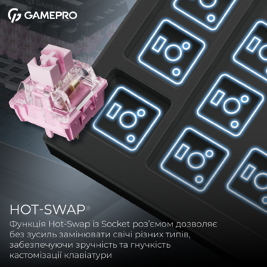 Бездротова механічна клавіатура GamePro MK160 QLAB Sakura Switch Black