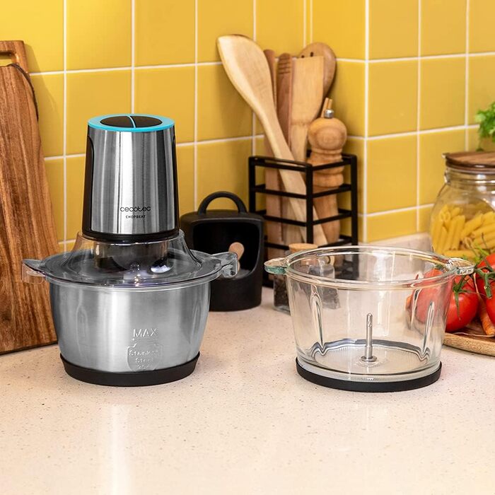 Подрібнювач Cecotec ChopBeat 2000 500W зі скляною чашею, 4 леза з нержавіючої сталі, 2 швидкості, миття в посудомийній машині