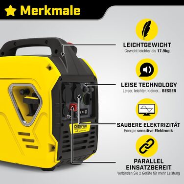 Генератор Champion Power Equipment Mighty Atom 9200i-EU: 2200 Вт, інверторний, бензиновий, 58 дБ, 12V DC та USB