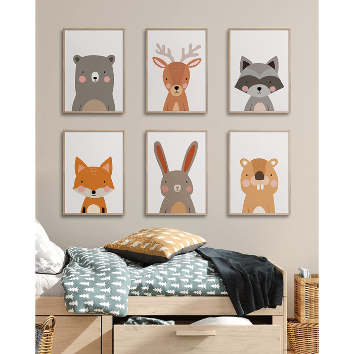 Набір з 6 постерів для дитячої кімнати Hambient: декор для хлопчика та дівчинки, принти для дитячої, декоративні картинки