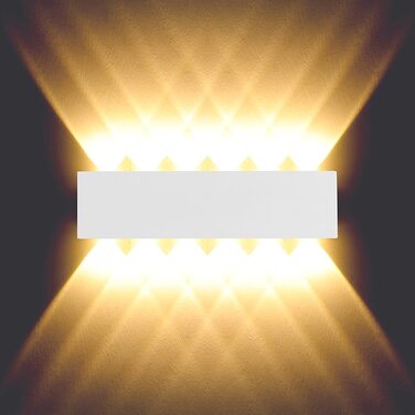 Світлодіодний настінний світильник BELLA 12 Вт, внутрішній алюмінієвий Точковий Світильник, настінний світильник IP54, водонепроникний, для вітальні, спальні, передпокою, сходів, теплий білий (білий, 12 Вт, теплий білий)