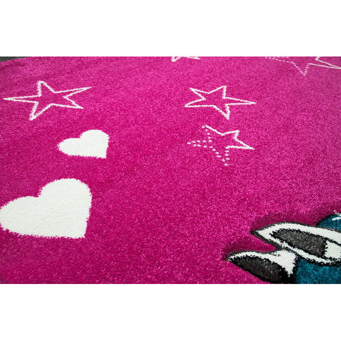 Дитячий килимок ігровий килимок для дитячої кімнати килим Єдиноріг дизайн з контурним вирізом Рожевий крем Бірюзовий Розмір (200 х 290 см)