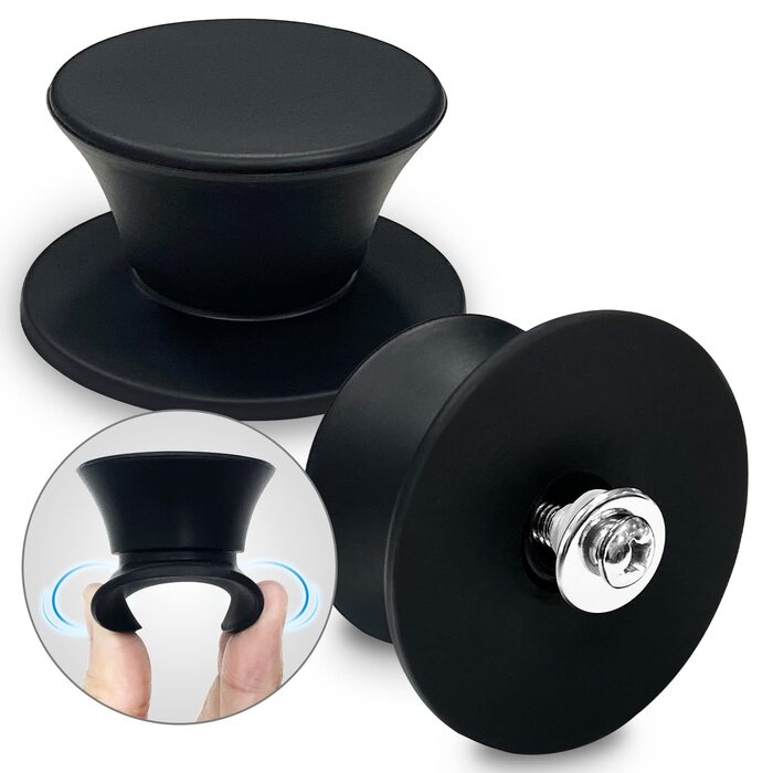 Універсальна кришка для каструль та сковорідок Walfos зі скляним куполом та силіконовим обідком, Ø 33, 36, 38 см, термостійка, чорна