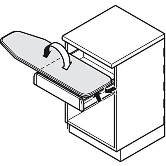 Прасувальна дошка IRONFIX з чохлом для прасувальної дошки з сірими смугами - H10103 Монтаж у шухляду Розкладний розкладний стіл Зроблено в Німеччині 1 комплект - Відкидний стіл складний з кришкою-кронштейном - Обкладинка сірі смуги