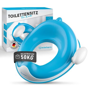 Дитяче сидіння для унітазу Edelkern з ручками та захистом від бризок, до 50 кг, блакитне