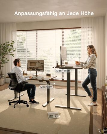 Електричний стіл JUMMICO з USB-портом, 160 x 70 см, регулювання висоти, стоячий/сидячий, коричневий